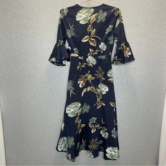 Lulu’s Love and Light Blue Floral Print Midi Ruffle Wrap Dress - Picture 7 of 9